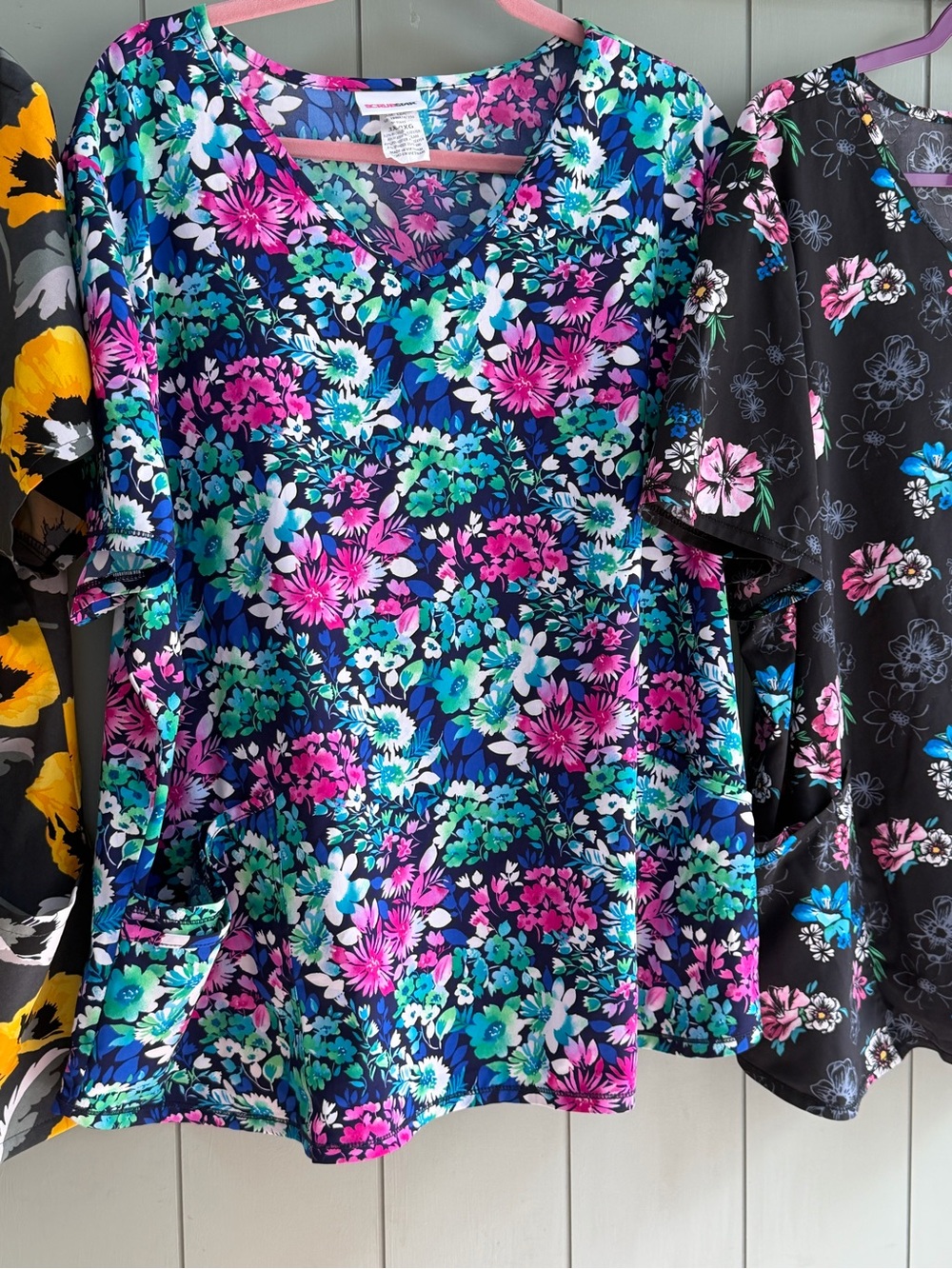 Floral V-Neck Women’s Scrub top